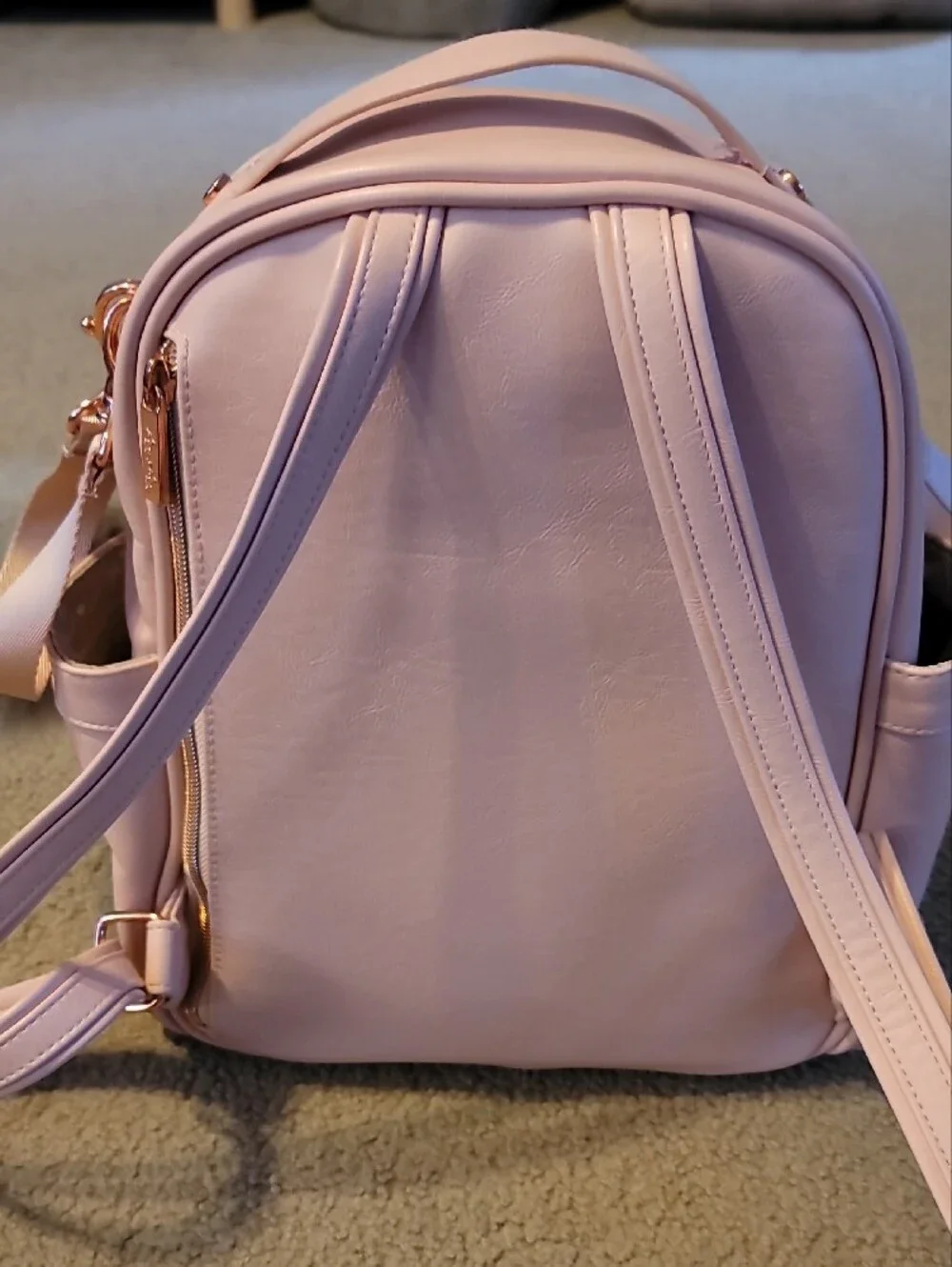 Itzy Ritzy Stylish Pink Mini Backpack W/Stroller Straps & Pouf - HARD TO FIND